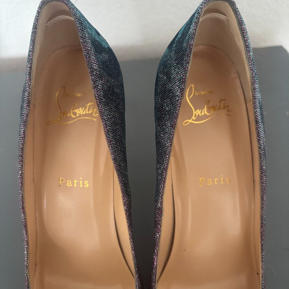 Exclusive Christian Louboutin Pigalle Follies 100 Glitter Plume pointed-toe pump - Picture 4 of 6